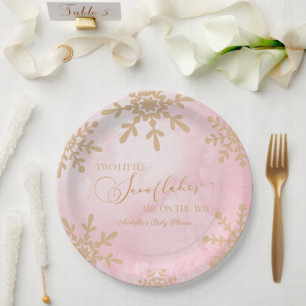 Assiettes En Carton Deux petits flocons de neige Baby shower jumeaux d