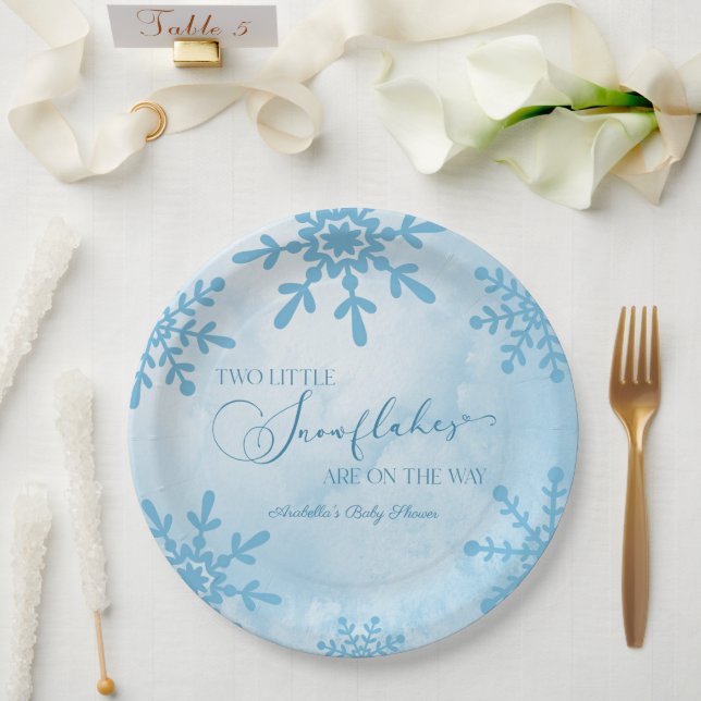 Assiettes En Carton Deux petits flocons de neige Baby shower jumeaux d (Mariage)