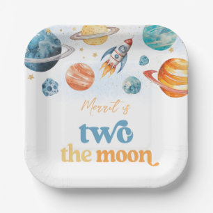 Assiettes En Carton Deux plaques de fête d'anniversaire de la Lune