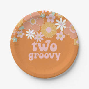 Assiettes En Carton Deux plaques papier Super Retro Floral de 2ème ann