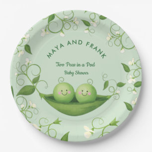 Assiettes En Carton Deux pois dans un Baby shower de pois
