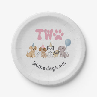Assiettes En Carton Deux roses laissez les chiens sortir la plaque de