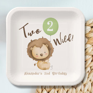 Assiettes En Carton Deux Sages de Lion Sage Green Balloon Boy 2e anniv