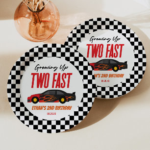 Assiettes En Carton Deux Voiture de Course Flamme Rouge Rapide 2ème Fê