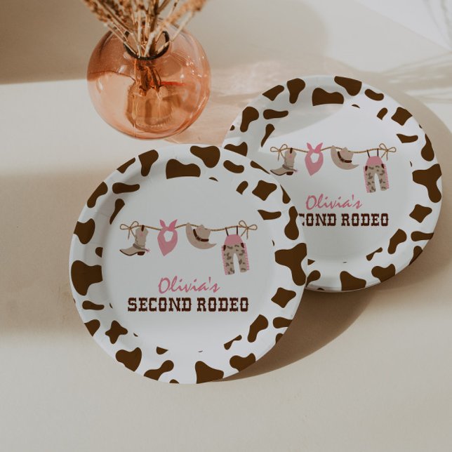 Assiettes En Carton Deuxième Rodéo Western Cowboy 2e anniversaire (Créateur téléchargé)