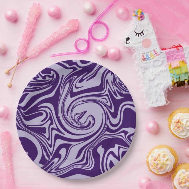 Assiettes En Carton Déversement - Violet (Fête)