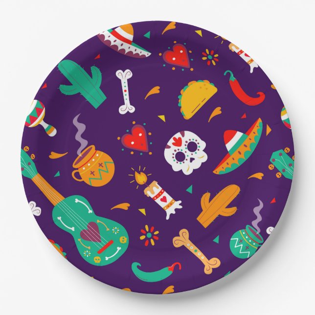 Assiettes En Carton Dia De Los Muertos (Devant)