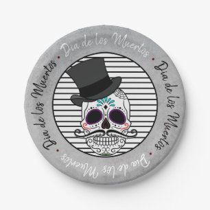 Assiettes En Carton Dia de los Muertos Haut du chapeau crâne et band