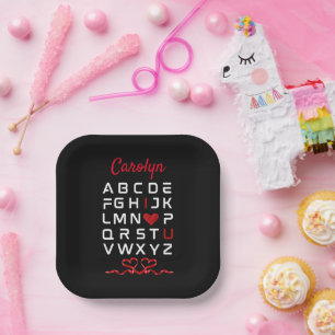 Assiettes En Carton Diagramme alphabétique "I Love U"