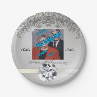 Assiettes En Carton Diamant 60e anniversaire Mariage jetable