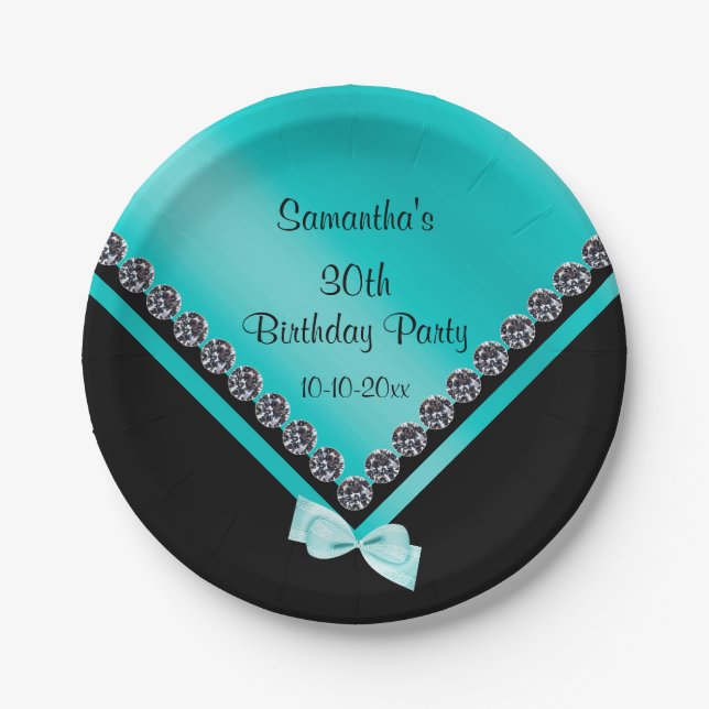 Assiettes En Carton Diamants assez scintillants et anniversaire d'arc (Devant)