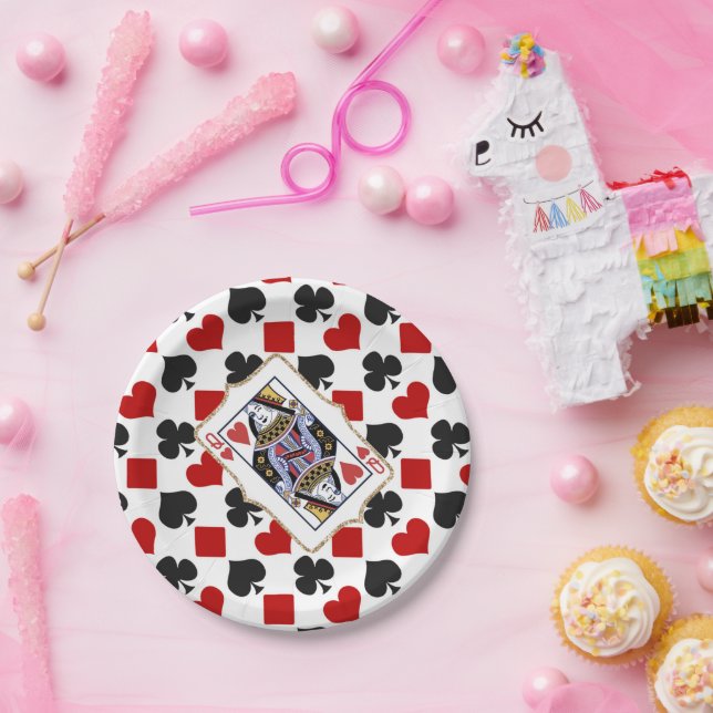 Assiettes En Carton Diamonds and Hearts Queen Party (Fête)