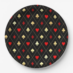 Assiettes En Carton Diamonds Coeurs Pique Clubs Jouer Cartes Motif