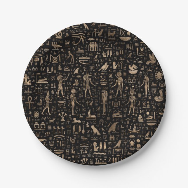 Assiettes En Carton Dieux et hiéroglyphes égyptiens antiques (Devant)