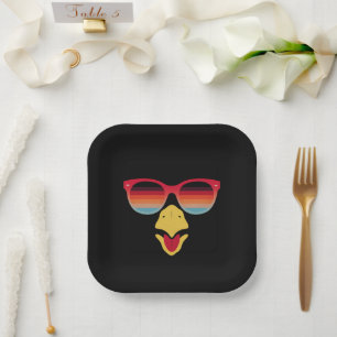 Assiettes En Carton Dinde cool visage avec lunettes de soleil Thanksgi