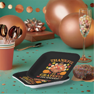 Assiettes En Carton Dinde de Thanksgiving Béni Reconnaissant Grateful