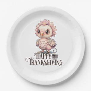 Assiettes En Carton Dinde de Thanksgiving mignonne