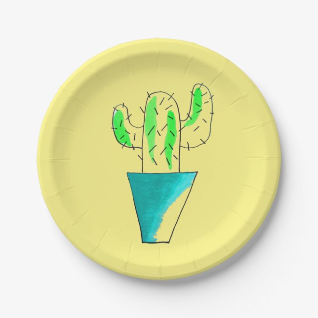 Assiettes En Carton Diner de cactus mexicain (Devant)