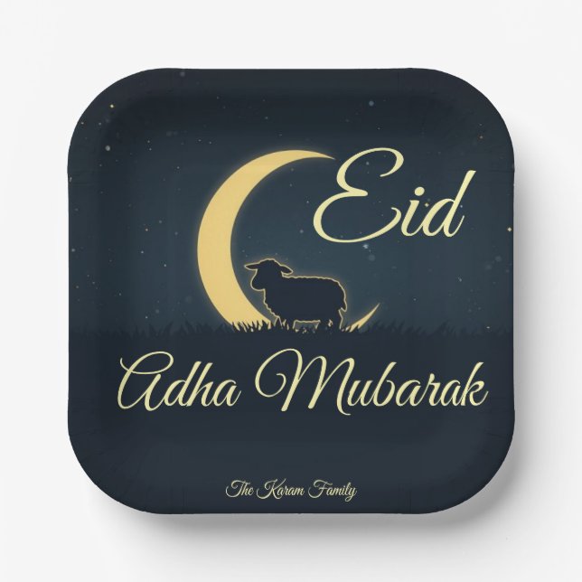 Assiettes En Carton Dîner de mouton bleu foncé pour l'Aïd al-Adha  (Recto)