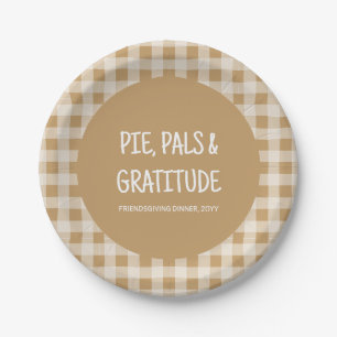 Assiettes En Carton Dîner entre amis de Friendsgiving à carreaux marro