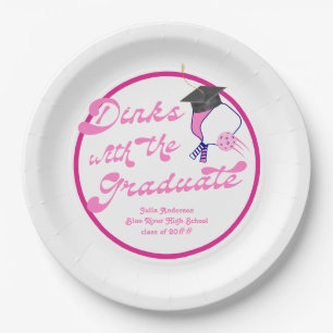 Assiettes En Carton Dink avec Graduate Pink Pickleball Graduation