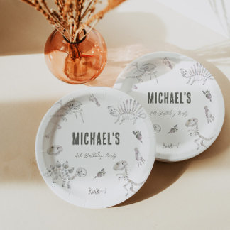 Assiettes En Carton Dino Dig Round Anniversaire