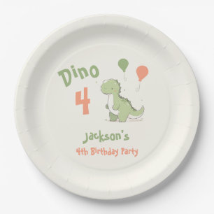 Assiettes En Carton Dino Four Dinosaur 4e fête d'anniversaire