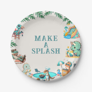 Assiettes En Carton Dino Pool Party Anniversaire