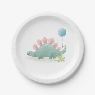 Assiettes En Carton Dinosaur Balloon Plaque de papier d'anniversaire d