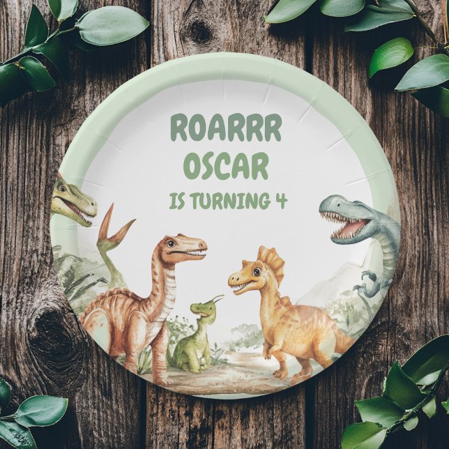 Assiettes En Carton Dinosaur en ruines fête d'anniversaire (Créateur téléchargé)