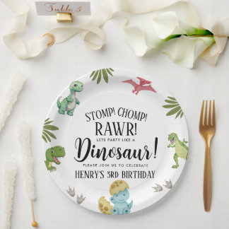 Assiettes En Carton Dinosaur fête d'anniversaire