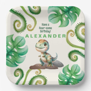 Assiettes En Carton Dinosaur fête d'anniversaire