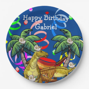 Assiettes En Carton Dinosaur Happy Birthday Plaques de papier