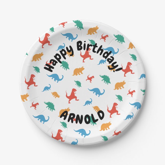 Assiettes En Carton Dinosaur Joyeux anniversaire (Devant)
