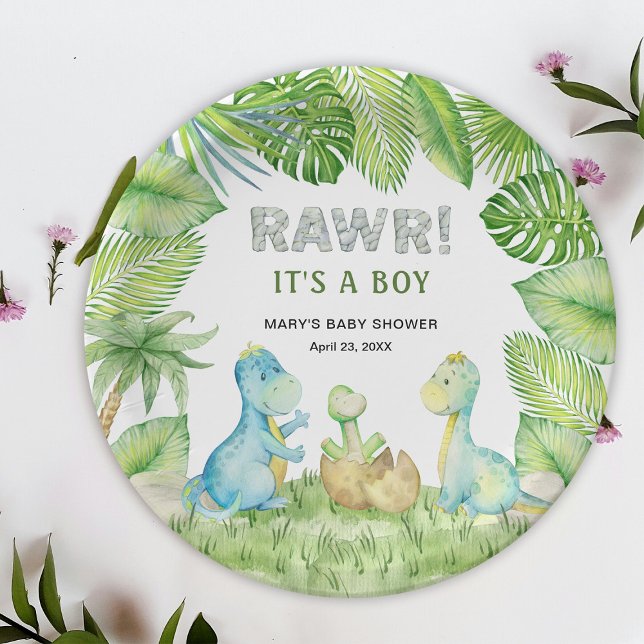Assiettes En Carton Dinosaur RAWR C'est un Baby shower garçon (Créateur téléchargé)