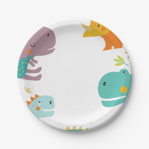 Assiettes En Carton Dinosaur Roar Boys Birthday Blue