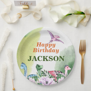 Assiettes En Carton Dinosaur Thème 1ère Plaques Papier Anniversaire
