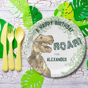 Assiettes En Carton Dinosaur Thème Anniversaire Partie Ajouter Nom