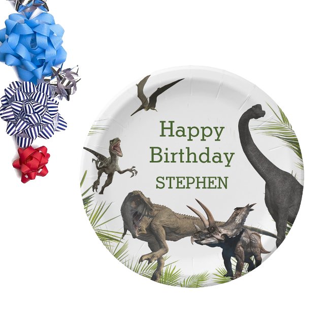 Assiettes En Carton Dinosaur Tyrannosaurus Raptor Joyeux Anniversaire (Créateur téléchargé)