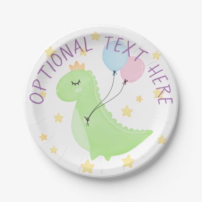 Assiettes En Carton Dinosaure à ballons (Devant)