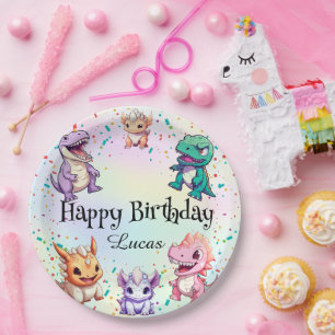 Assiettes En Carton Dinosaure coloré mignon anniversaire de enfant de 