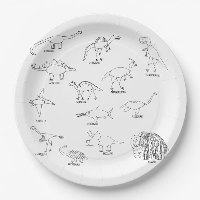 Assiettes En Carton Dinosaure éducatif minimaliste Dinosaure fête des  (Devant)