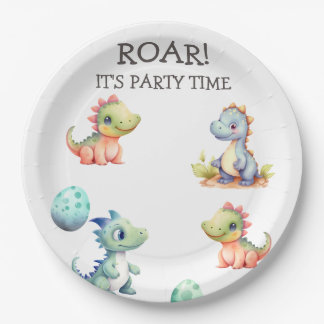 Assiettes En Carton Dinosaure joyeux et mignon Personnalisé