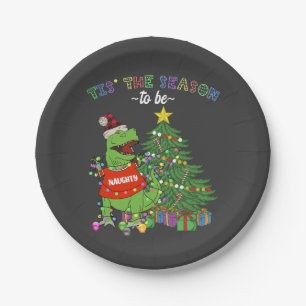 Assiettes En Carton Dinosaure Noël C'est la saison Naughty