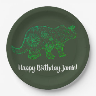 Assiettes En Carton Dinosaure, Plaques de papier personnalisées d'anni
