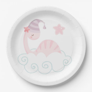 Assiettes En Carton Dinosaure Rose