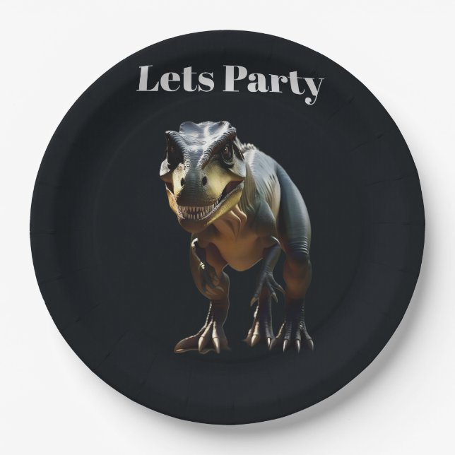 Assiettes En Carton Dinosaure T-Rex, Scary, (Devant)