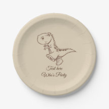 dinosaure, vintage, mignonne, enfants, Plaque en p
