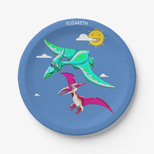 Assiettes En Carton Dinosaures Abstraits De Dessin Dessiné Connu Sous 