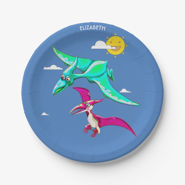 Assiettes En Carton Dinosaures Abstraits De Dessin Dessiné Connu Sous  (Devant)